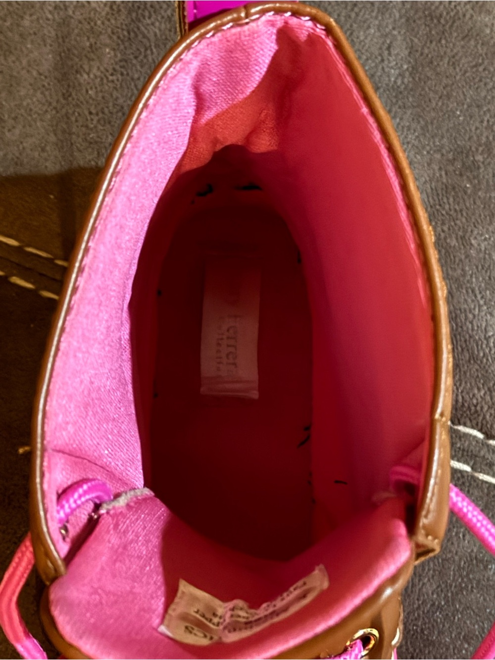 K MISSION -HCS BOUTIQUE Brown and Hot Pink Lace-Up Water Duck Boots - Picture 5 of 7